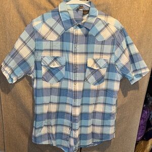 Hang Ten Light Blue and White Plaid Men's Shirt